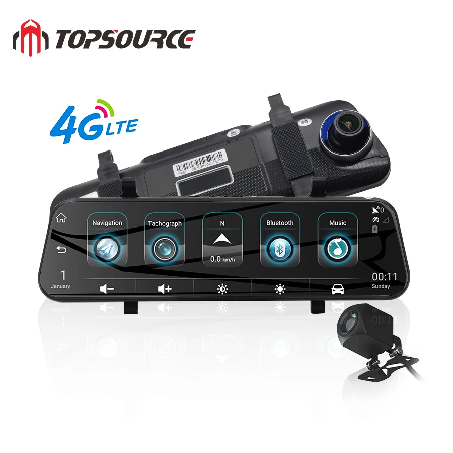 Зеркало видеорегистратор TOPSOURCE ADAS Автомобильное зеркало заднего вида 4G DVR 10