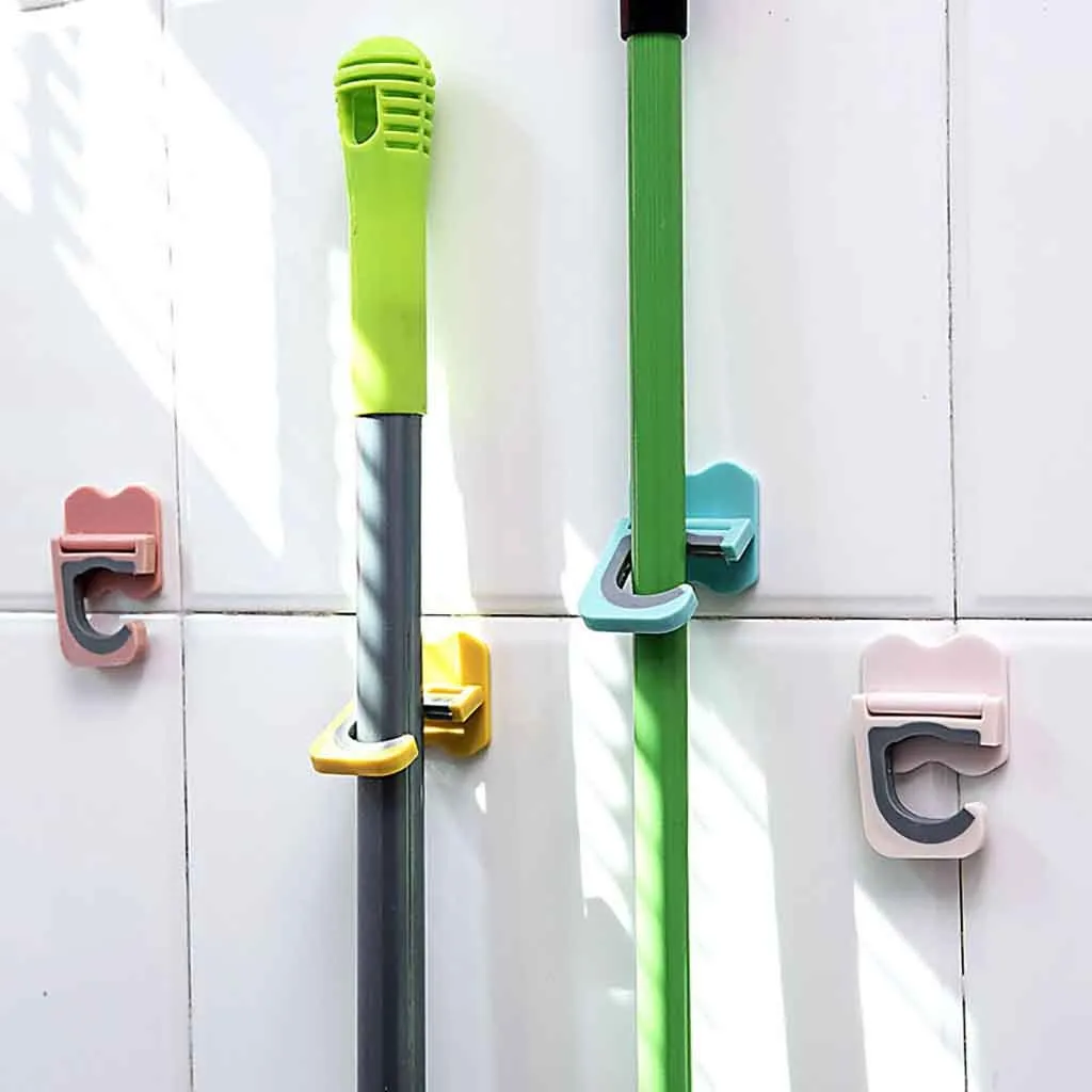 Настенная вешалка для швабры крючок липкая ванной комнаты держатель полочки