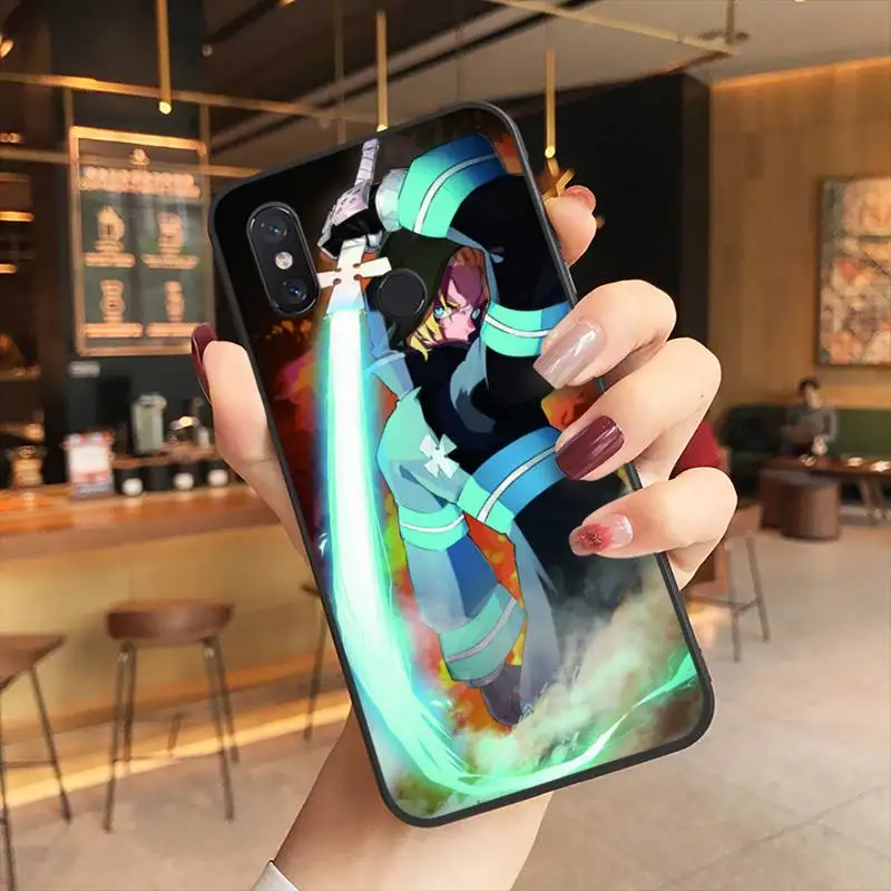 

Fire Force Phone Case Black Cover For Xiaomi 6X 8 8Lite 9T 10 10Lite Note 8 8T 9Pro 9Promax Cases