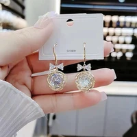metal winding round pendant bow earrings womens exquisite jewelry pendant earrings simple unusual earrings party accessories