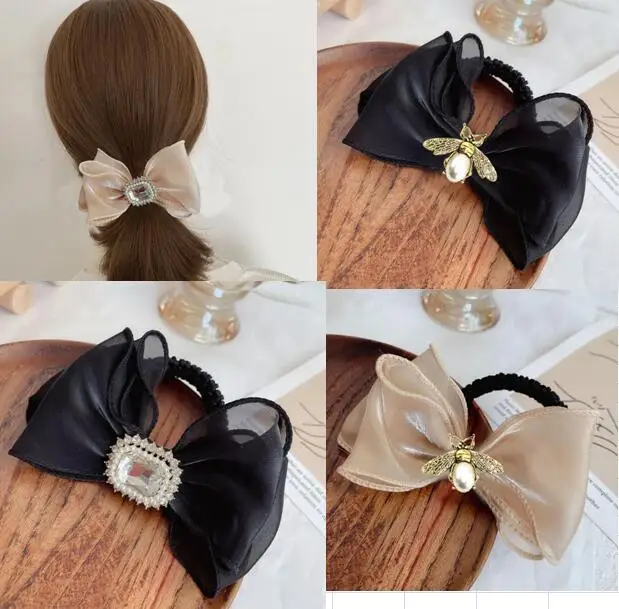 

Повязка на голову для девочек, из органзы, с бантом, детская, эластичная, повязка с бантом, 2021