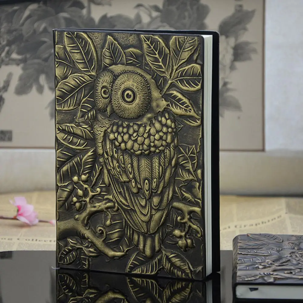 

3D Carving Owl Embossed Notebook Journal Notepad Travel Diary Planner Sketchbook School Office Supplies