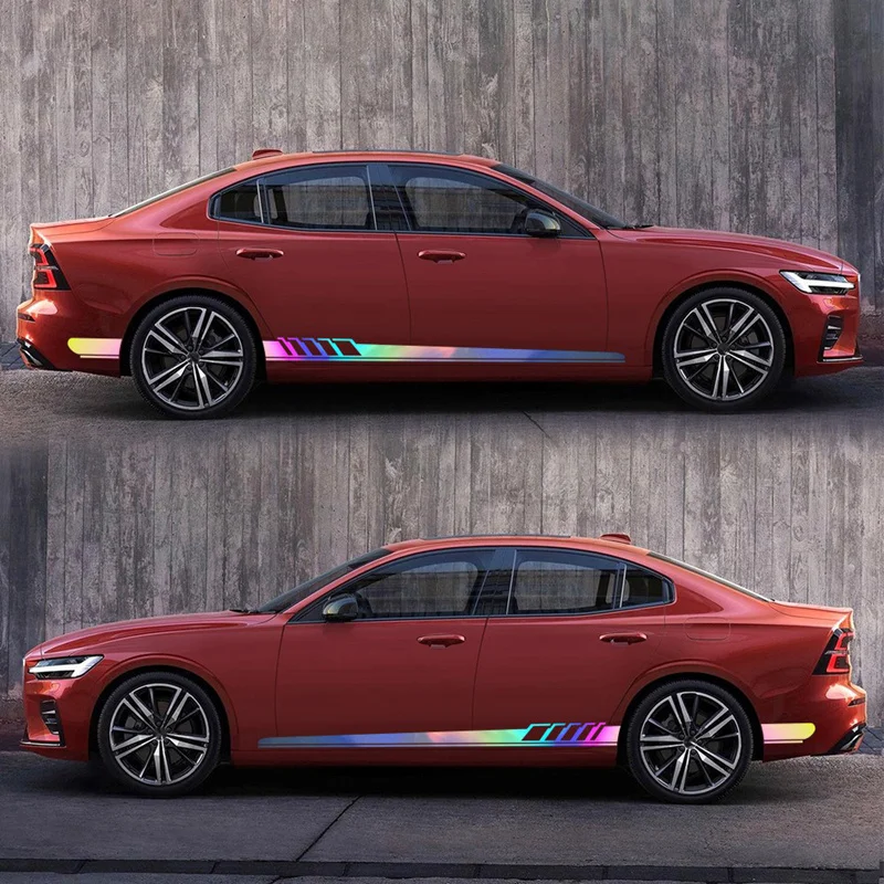 

2Pcs Car Stickers Stripe Side Door Vinyl Film Racing Sports Stickers Universal Car Decoration Accessories