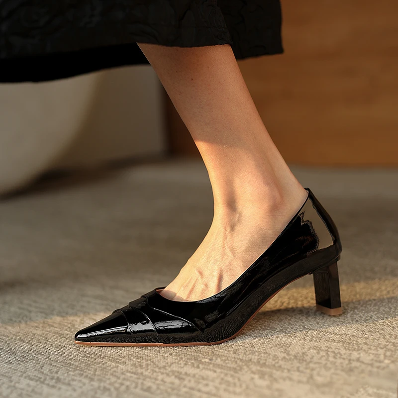 

Asumer 2021 Women Pumps Elegant Party Wedding Shoes Top Quality Patent Leather Single Shoes Pointed Toe High Heels Ladies Shoes