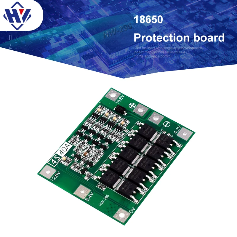 

4 strings of 14.8V 16.8V 18650 lithium battery protection template enhanced version can start electric drill 40A current16.8~17V