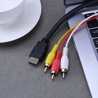 1 5m hd hdmi compatible to 3rca av cable 7mm gold plated audio cable component converter adapter for tv set box projectors