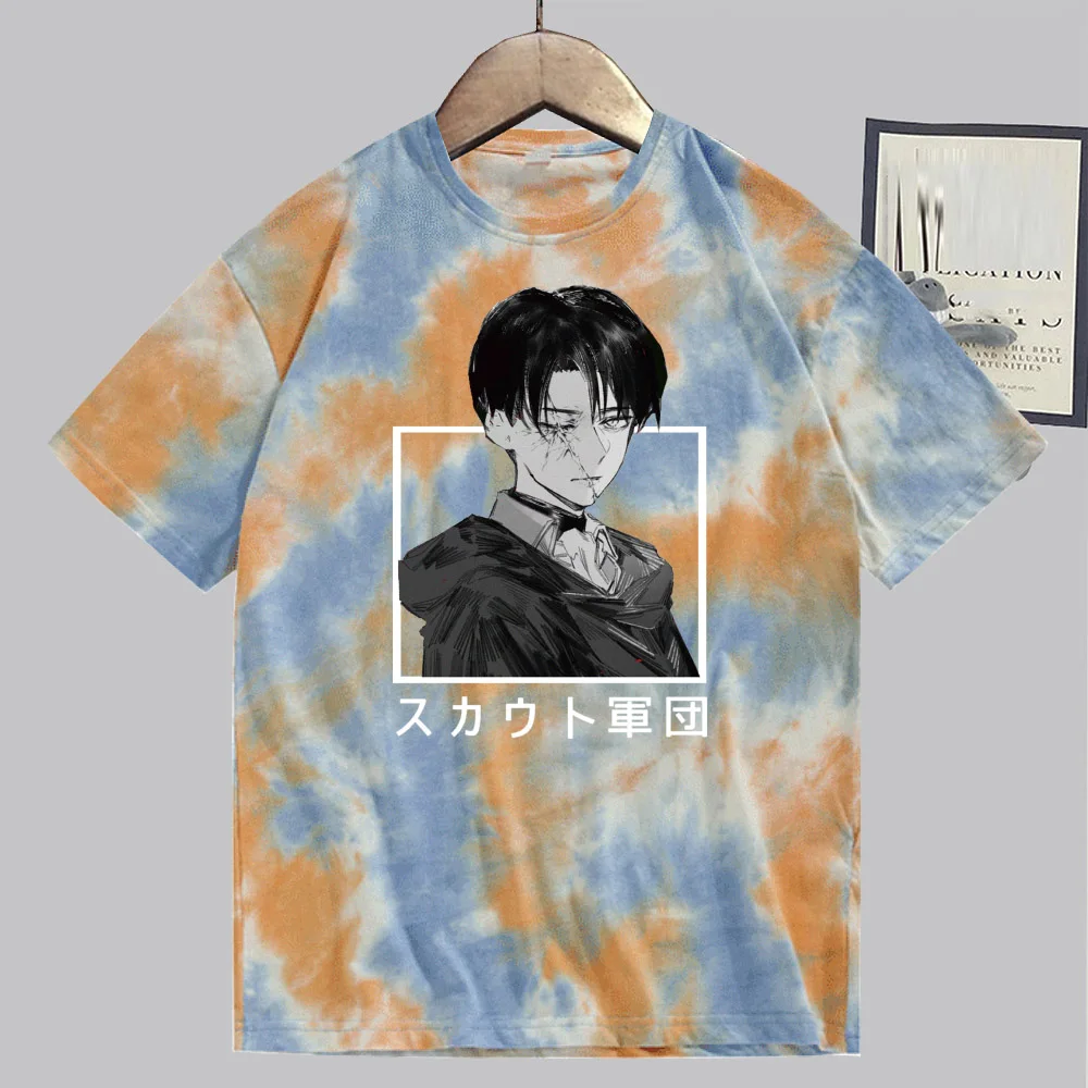

Hot Anime Attack on Titan T-shirt Fashion Short Sleeve O-neck Casual Tie-dye Man and Woman