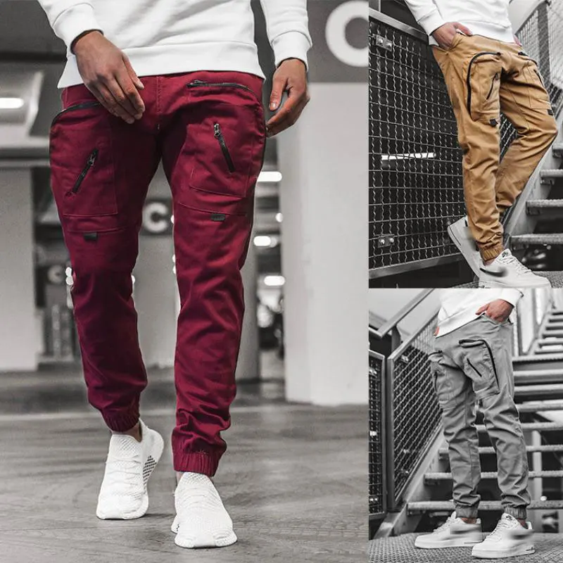 

Men's Cargo Pocket Trousers Pants Streetwear Joggers Men Sweatpants Fashion Hip Hop Loose Pants Men