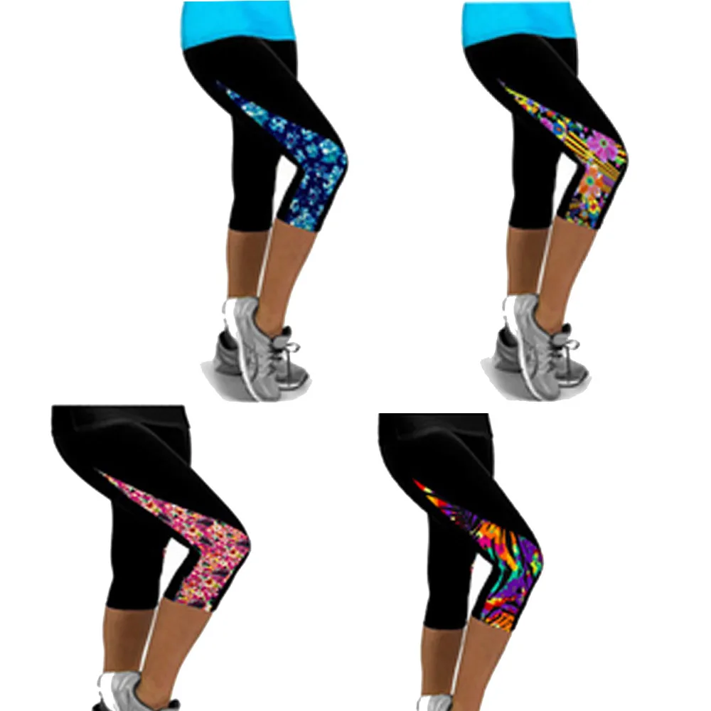 

Yoga Pant Ladies Clothing Fitness Sports Pants Side Printing High Waist Stretch Seven-Point Running Sports And Leisure Yoga Pant