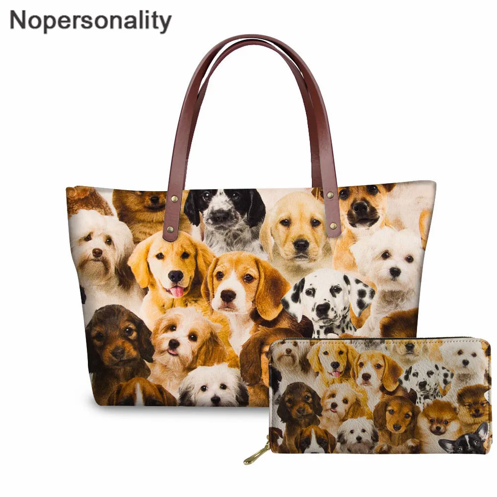 

Nopersonality Cute Puppy Shoulder Bag Women's Casual Large Capacity Top-handle Bags Female Handbags and Wallets Bolsa Feminina