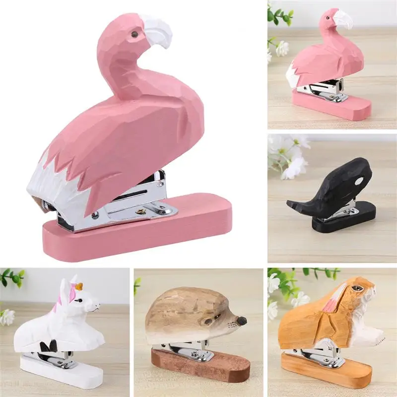 Мини-степлер в форме милого мультяшного животного портативная деревянная машина