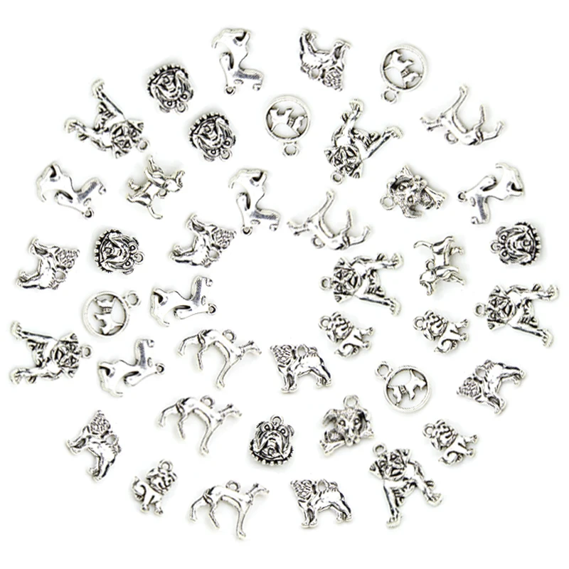 30 шт./компл. ретро античное серебро ручная работа веревка ожерелье собака