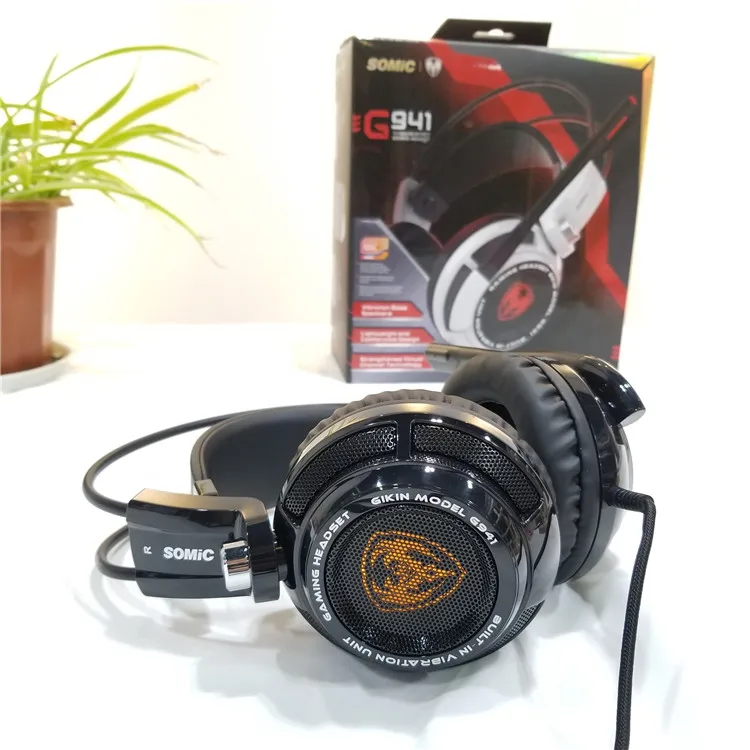 Somic G941 игровая гарнитура 7,1 Наушники с Виртуальным объемным звуком с микрофоном стерео наушники вибрируют для ПК компьютера ноутбука