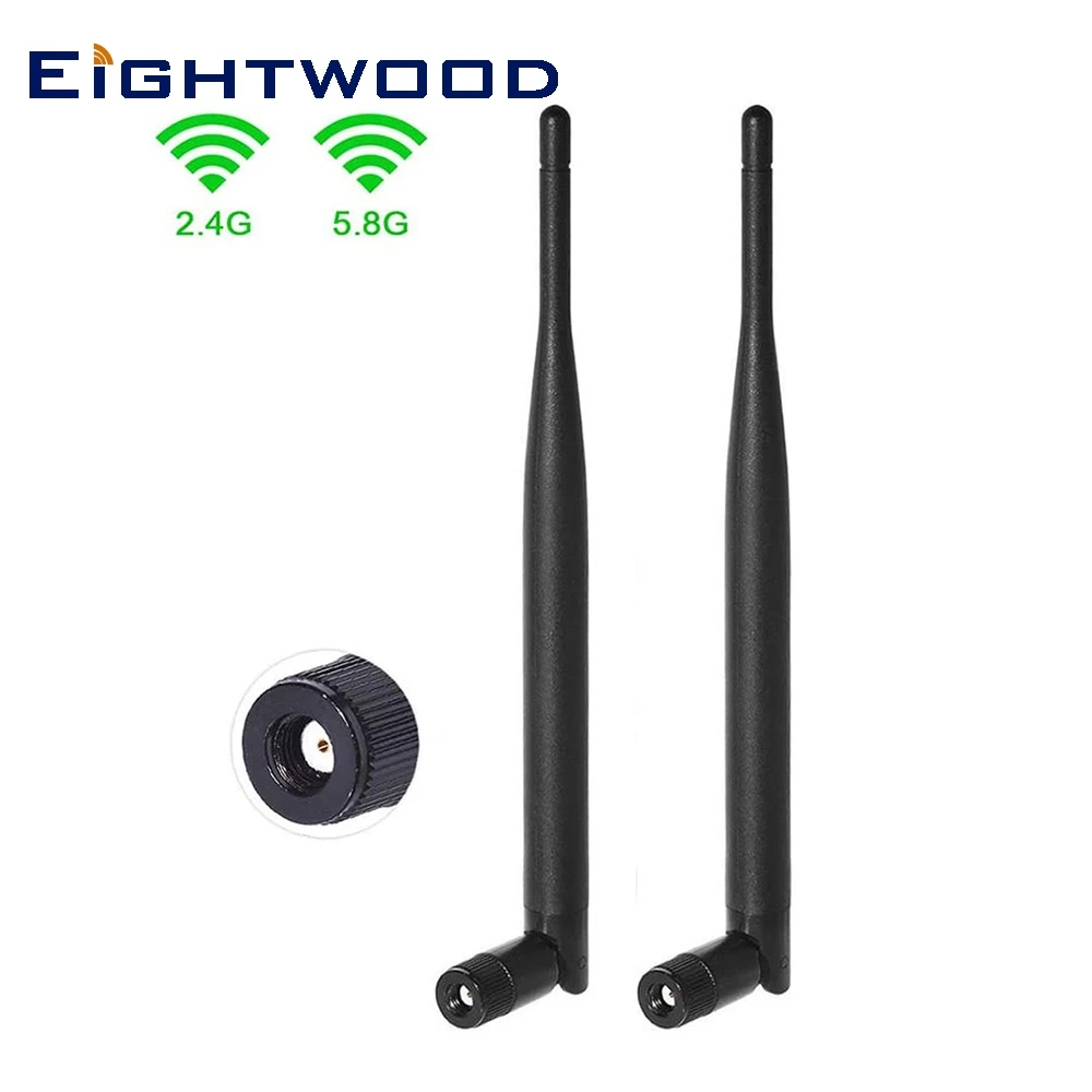 Eightwood 2 шт. двухдиапазонный Wi-Fi 4 ГГц 5 8 6dBi MIMO RP-SMA женский антенна для маршрутизатор