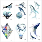 WYUEN животное зверь Дельфин водостойкая временная татуировка наклейка Кит тату для взрослых детей Медведь Тигр женский боди-арт поддельная татуировка