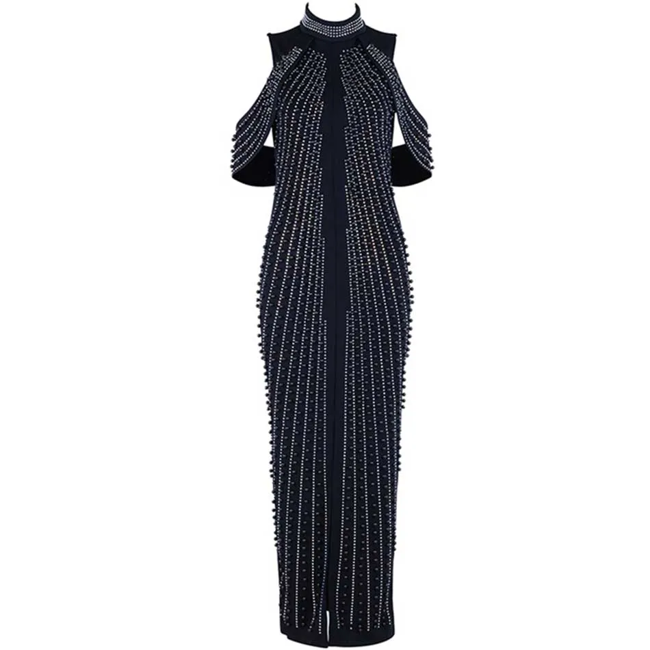 2020 шикарное женское черное белое платье без рукавов с бисером вечерние платья