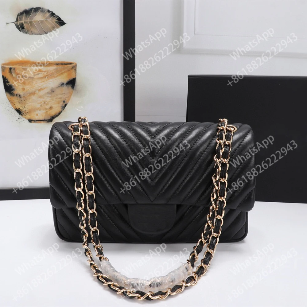 

Роскошные дамские сумочки высокого качества с V-образным вырезом, модная повседневная сумка через плечо с цепочкой, сумка-мессенджер из вол...