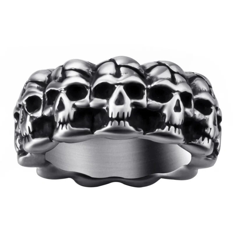 

Elfasio Cool Skull Rings for Men band Stainless Steel Gothic Punk Biker Ring Size 8 to 13