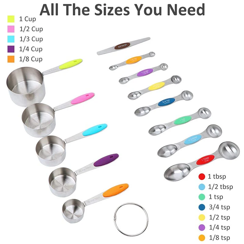 

13Pcs Measuring Cups and Magnetic Measuring Spoons Set Professional Durable Kitchen Measuring Set for Liquid Wet Dry
