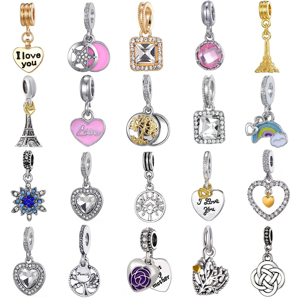 HOMOD дочка друг семья Подвески Сердце Бусины Оригинальный Подходит Pandora браслет и