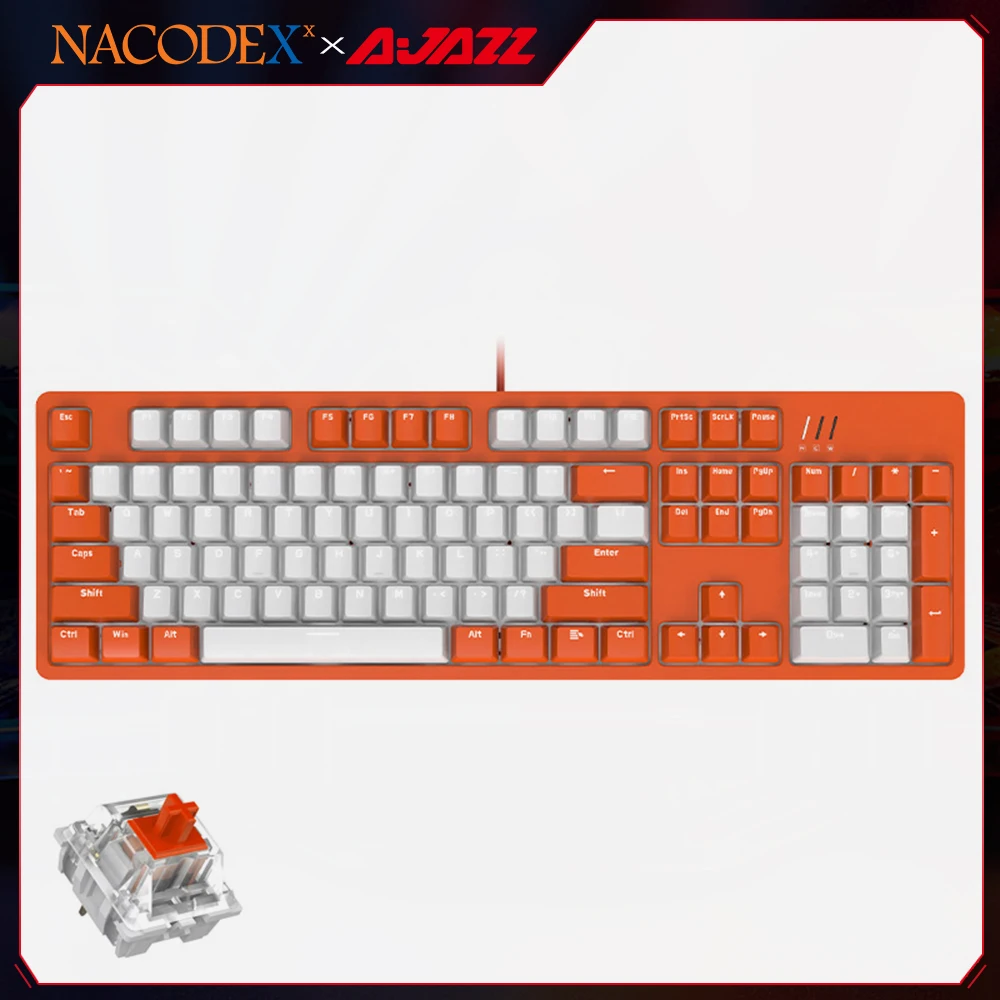 

Механическая Встроенная игровая механическая клавиатура AJAZZ NACODEX DKM150, классная светодиодная подсветка с красным переключателем