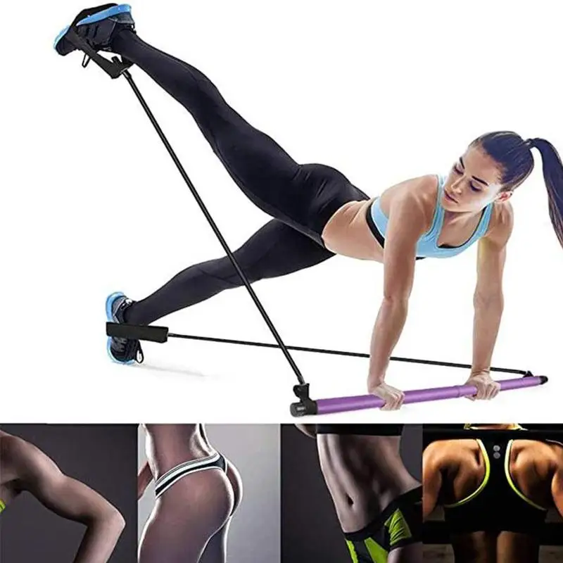 

Exercise Resistance Band Yoga Pilates Bar Kit Portable Pilates Stick Muscle Yoga Rally Bar