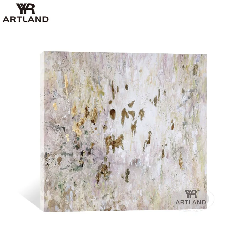 

YYR-ARTLAND Nordic style simple Handmade canvas oil painting gold point landscape wall art picture for living room no framed