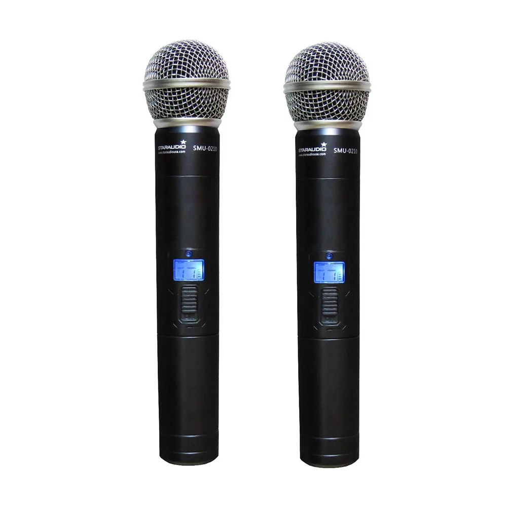 STARAUDIO профессиональный беспроводной микрофон Двухканальный UHF Ручной беспроводной микрофон для сцены вечерние церковные SMU-0210