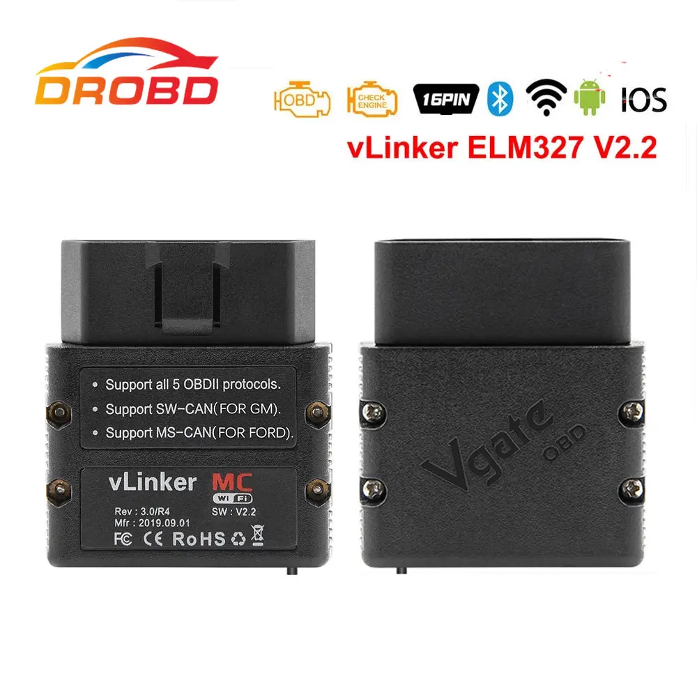 

OBD2 сканер Vgate vLinker MC + ELM327 V2.2, Bluetooth 4,0, Wi-Fi, для Android/IOS PK OBDLINK ELM329