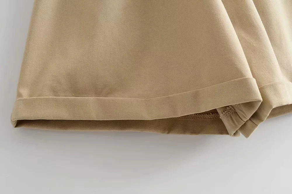 

Casual cotton women rompers 2020 summer button khaki playsuits office linen wide leg rompers summer beach rompers