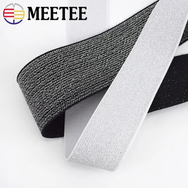 Meetee 5/10 метров 20 50 мм цвета: золотистый серебристый шелк Эластичная лента