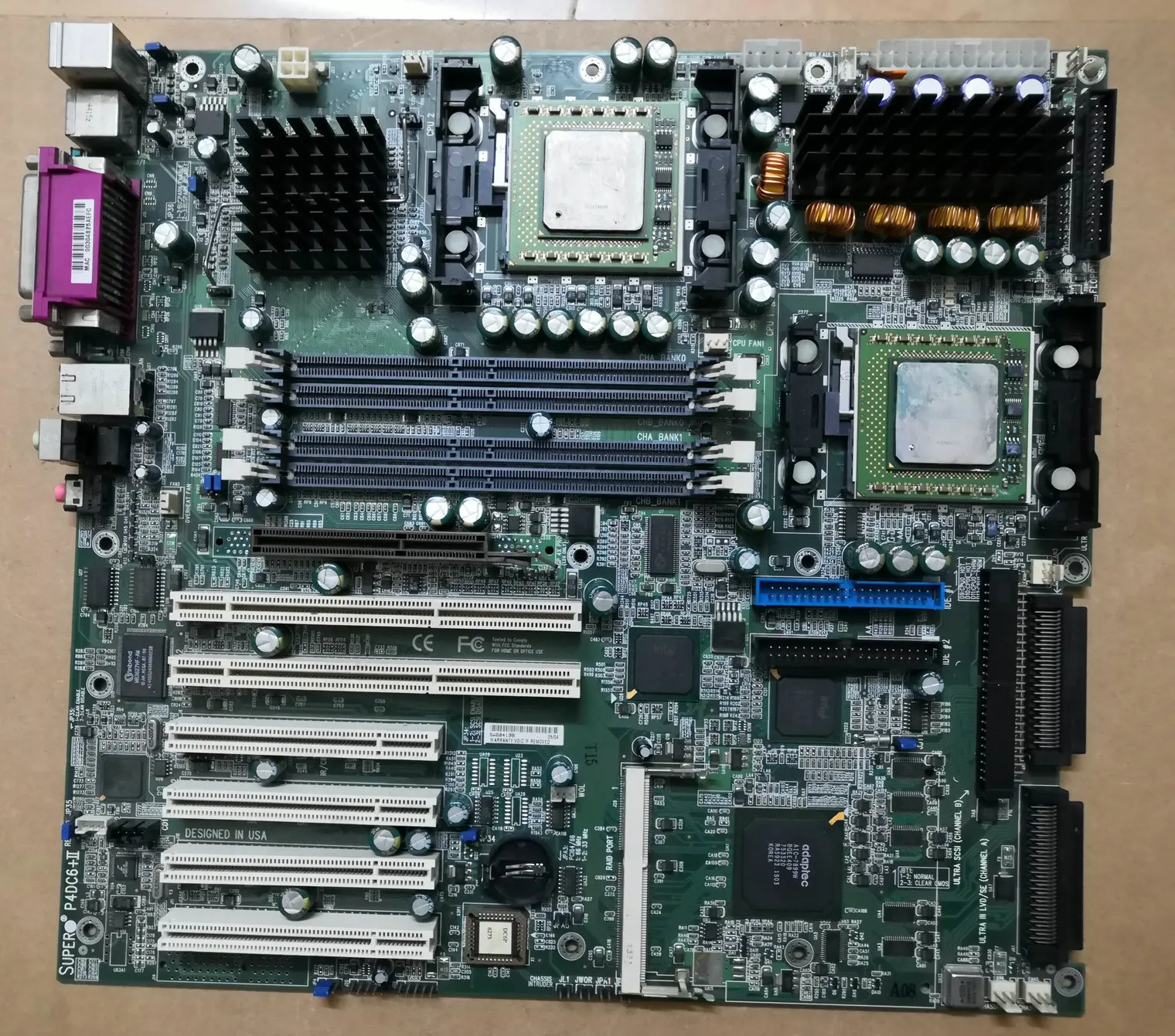 

P4DC6+II Xeon 603 workstation server motherboard with SCSI RAID