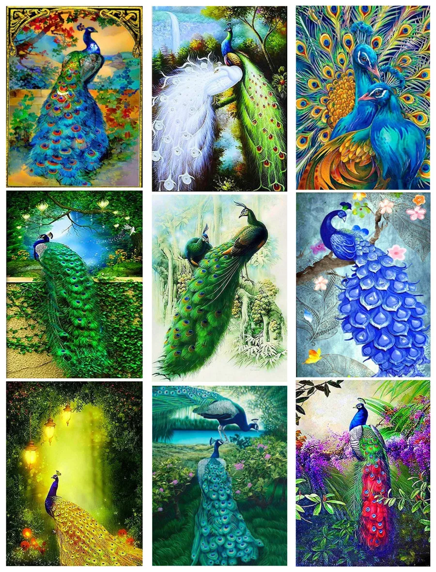 5D DIY Diamond Painting Peacock Animal Cross Stitch Full circular Embroidery Home Decor Gift | Дом и сад