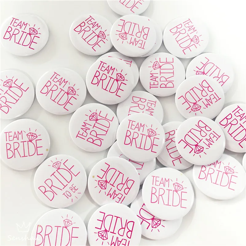 White Pink Team Bride Bridal Shower Party Badge Wedding Buttons to Be For Decor Supplies | Дом и сад