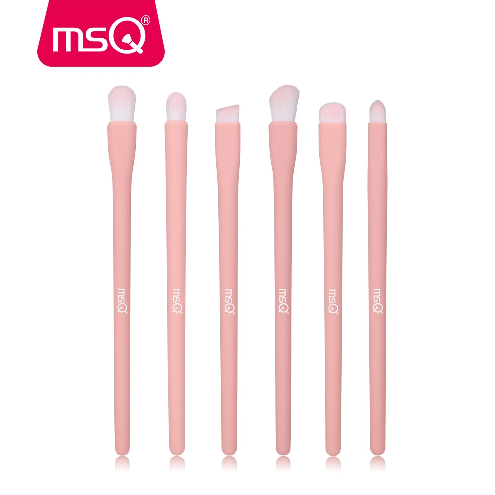 6PCS MSQ 6 шт. кисть для век, тени для век, кисти для макияжа, набор для смешивания бровей, губ, носа, тени для век, наборы кистей, розовые инструменты для макияжа - Handle Color: 6PCS