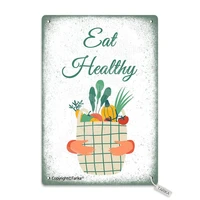 eat healthy tin 8x12 inch vintage look decoration poster sign for home kitchen bathroom farm garden garage inspirational quotes