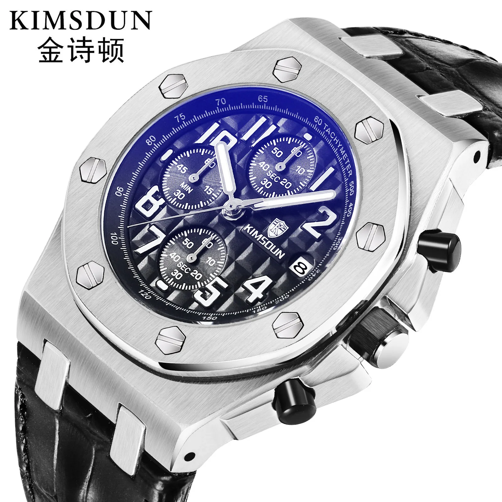 Switzerland Royal Rolexable Japan Miyota кварц часы три глаза многофункциональный синхронизации кожа водонепроницаемый календарь montre homme