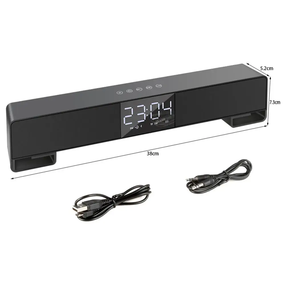 

LED Display Wireless Subwoofer Bluetooth Speaker for PC TV Home Theater Soundbar AUX TF USB Alarm Clock Bass Column Loudspeaker