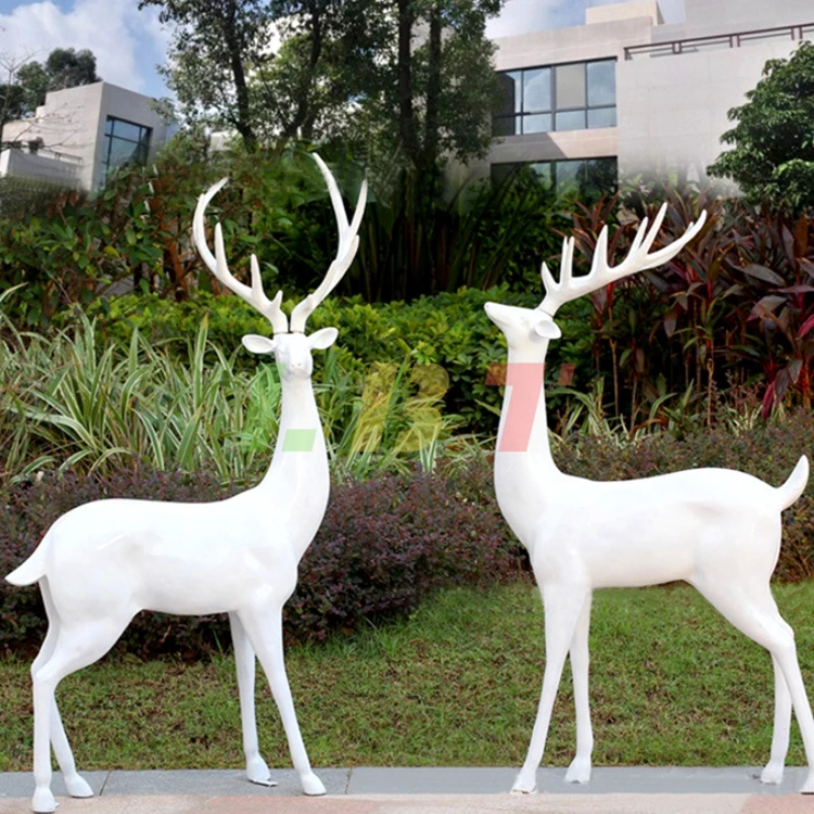 

Glass fiber reinforced plastic painted deer sculpture park green space outdoor large simulation animal landscape outdoor display