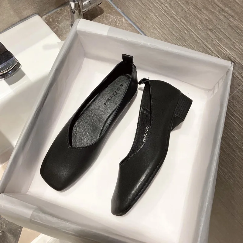 

Shoes Woman Flats Female Moccasin Shallow Mouth Soft Casual Sneaker Square Toe Dress Genuine Leather Retro New Grandma Slip-On F