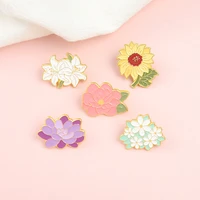 sunflower lily flower cartoon brooch bag clothes backpack lapel enamel pin badges jewelry gift for friend women accessories