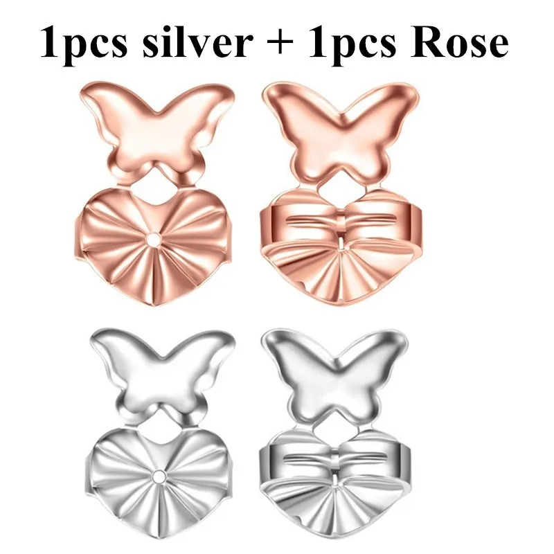 1silver 1rose Seanuo, модные серьги-гвоздики золотистого и серебряного цвета, задняя гайка, подъем, гипоаллергенный, подходят для сережек, поддержка мочки уха, серьги для женщин - Окраска металла: 1silver 1rose