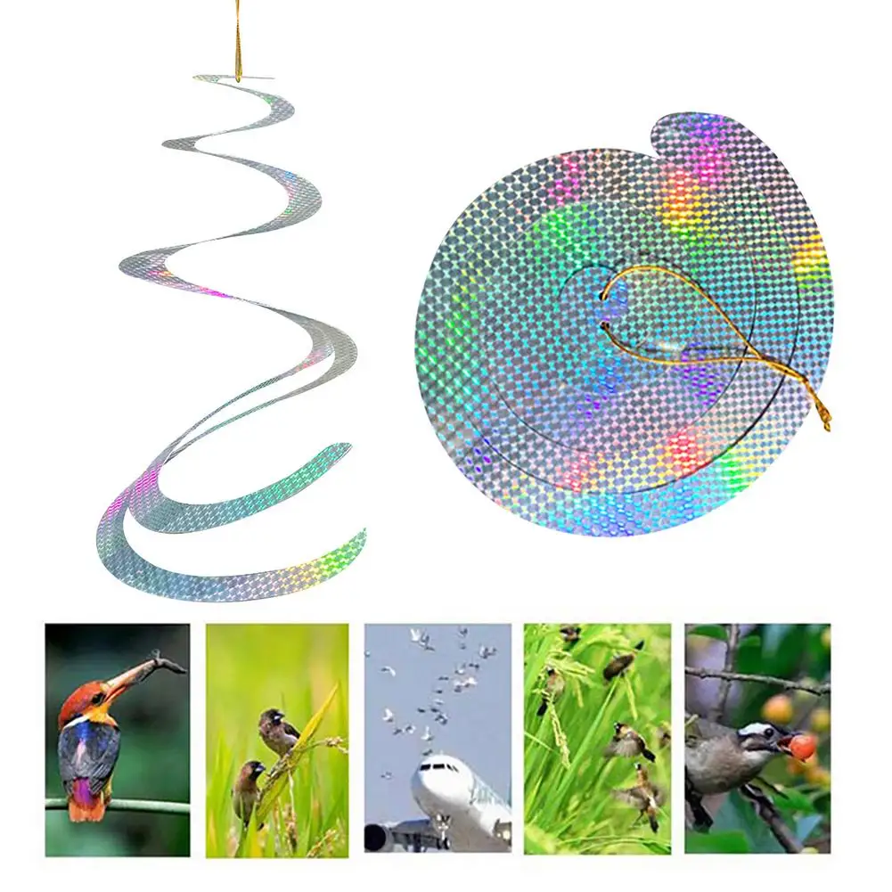

Hanging Wind Twisting Spiral Reflector Scare Bird Discs Device Deterrents Tapes Discs Control Bird Scarer Pest Control