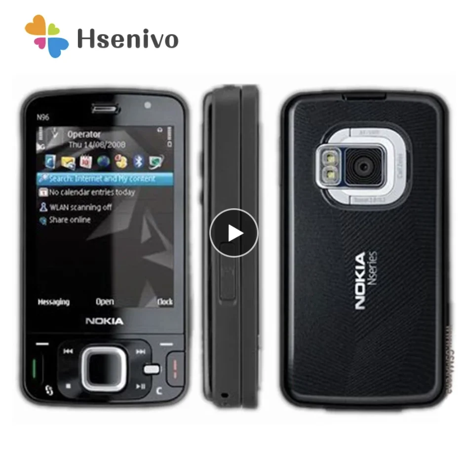 

Original Nokia N96 phone GSM 3G 16GB internal memory WIFI GPS 5MP 1 Year Warranty