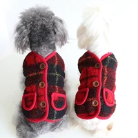 cat red grid christmas dog vest coats sweatshirt pet dog clothes warm jacket cat pajama hoodies clothing for dogs cat puppy