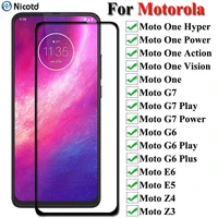 full cover tempered glass for motorola one hyper action vision power protective screen protector for moto g6 g7 play plus z3 z4