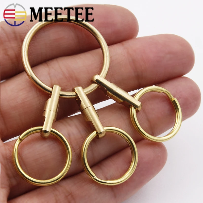 Meetee 1 набор, Чистый медный брелок, подвеска, пряжки, латунный брелок для ключей в виде пояса, уплотнительное кольцо, крючок, сделай сам, кожевенное ремесло, аксессуары, BF433