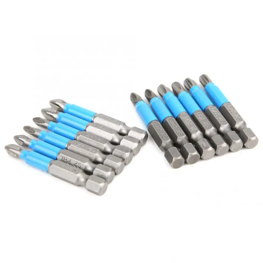 12Pcs/set 50mm Non-Slip Magnetic Screwdriver Bits 1/4 Inch Hex Shank Alloy Steel Drill | Инструменты