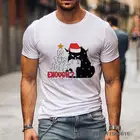 Футболка с рисунком аниме Это веселая достаточно, Рождественская футболка в стиле Харадзюку, графические футболки, летние мужские футболки с рисунком забавной кошки и рождественской шапки