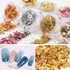 1 коробка, зеркальная серебряная фольга, бумага, 3D Асимметричные Алюминиевые наклейки, сделай сам, маникюр, блеск, УФ-Гель-лак, инструменты для украшения ногтей